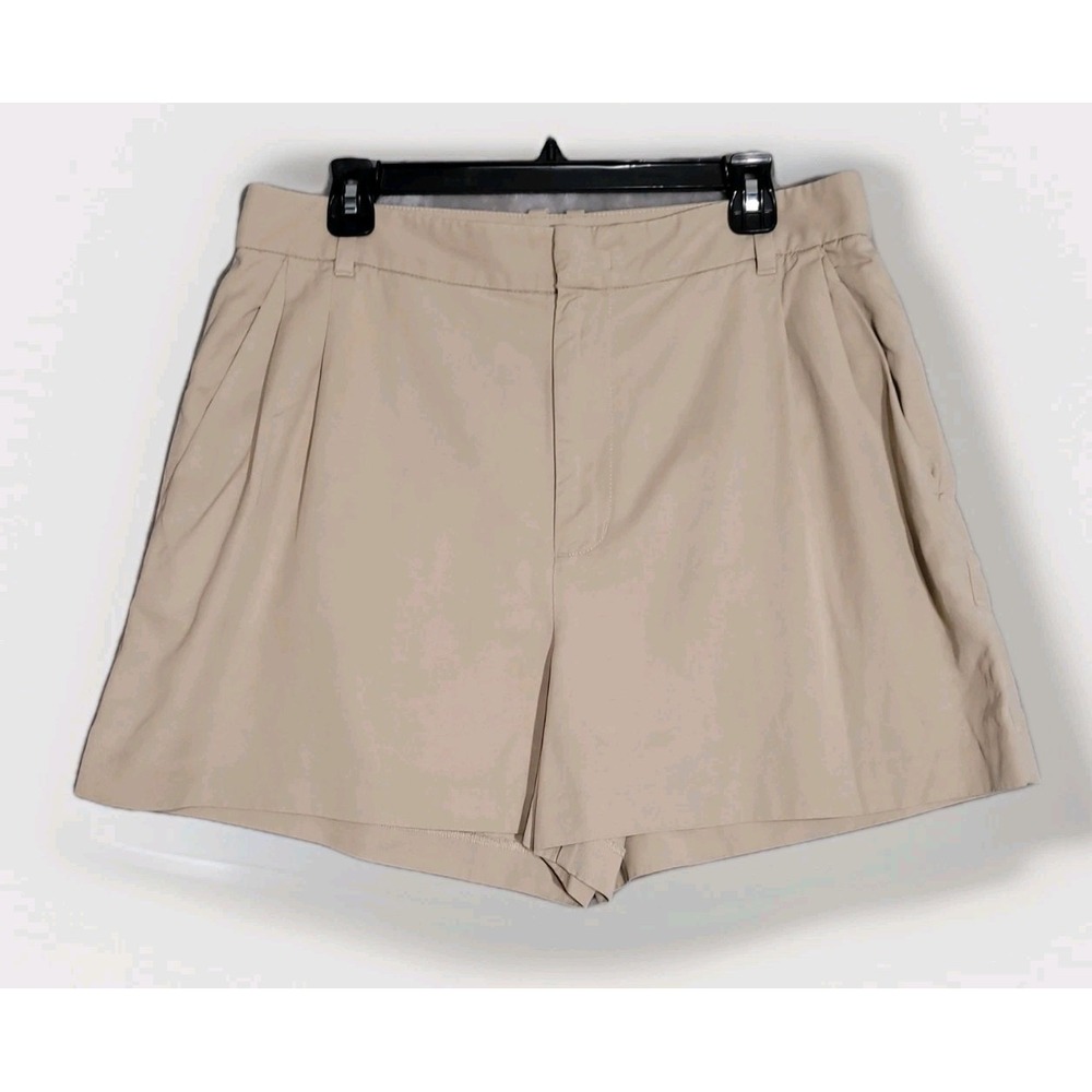 Madewell Harlow Trouser Shorts in Drapey Twill Tan Lyocell Cotton Linen Sz 14
